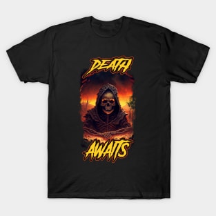 Death Awaits Grim Reaper Angel Of Death T-Shirt